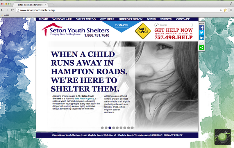 Seton Youth Shelters Website - Before